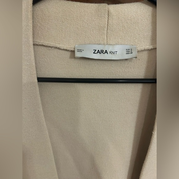 Zara Knit Cream Open Front Cardigan with Pearls Size S - Picture 4 of 5